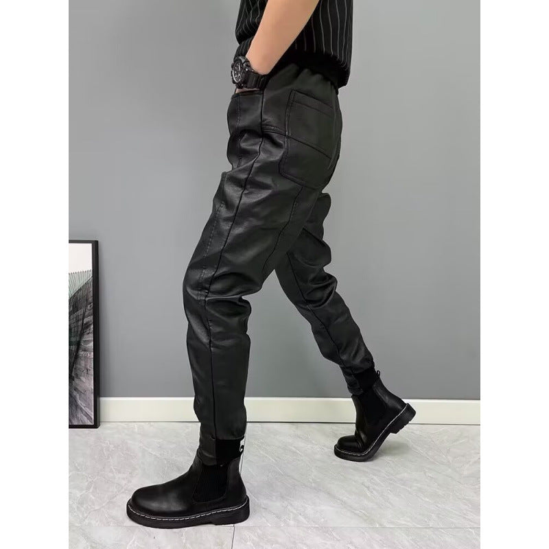 Black Motorcycle Takeaway Rider Windproof Warm Casual Pants With Cuffs
