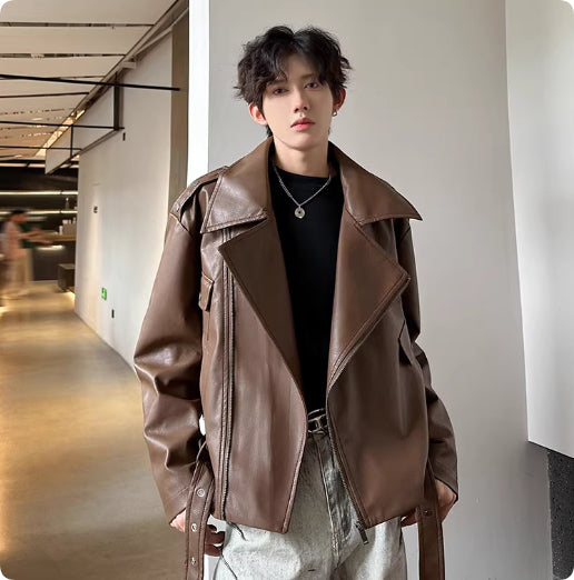 Men's PU Leather Jacket Sophisticated And Slightly Rebellious Look