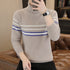Knitted Gold Mink Sweater With A Turn-up Collar TRENDFLOW