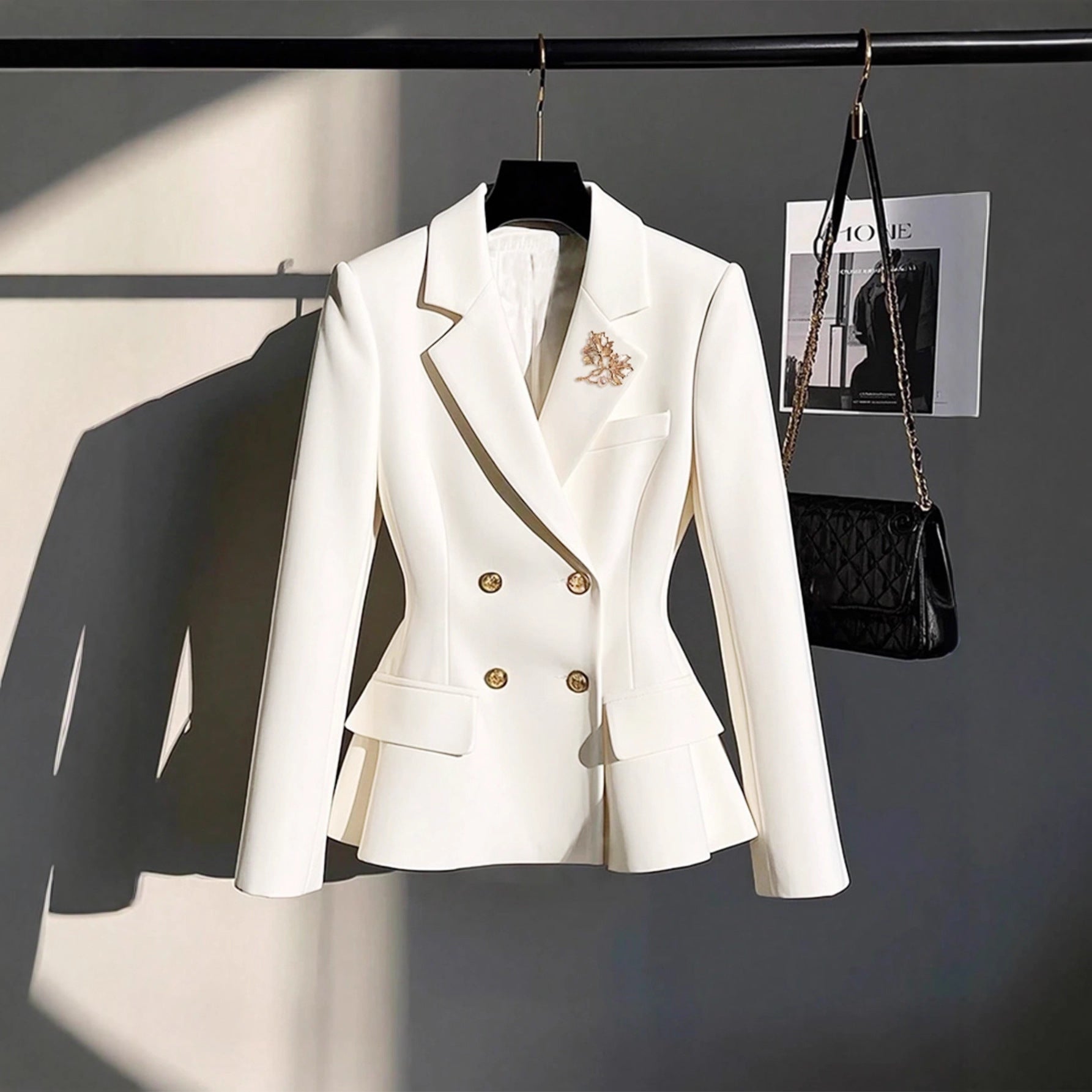 New Springautumn High-end Double-breasted Cropped Blazer