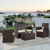 4-Piece Patio Furniture Set - Rattan Outdoor Conversation Bistro Set W-Cushions, Glass Coffee Table, Wicker Chairs & Loveseat For Garden Backyard Porch, Balcony Furniture Set