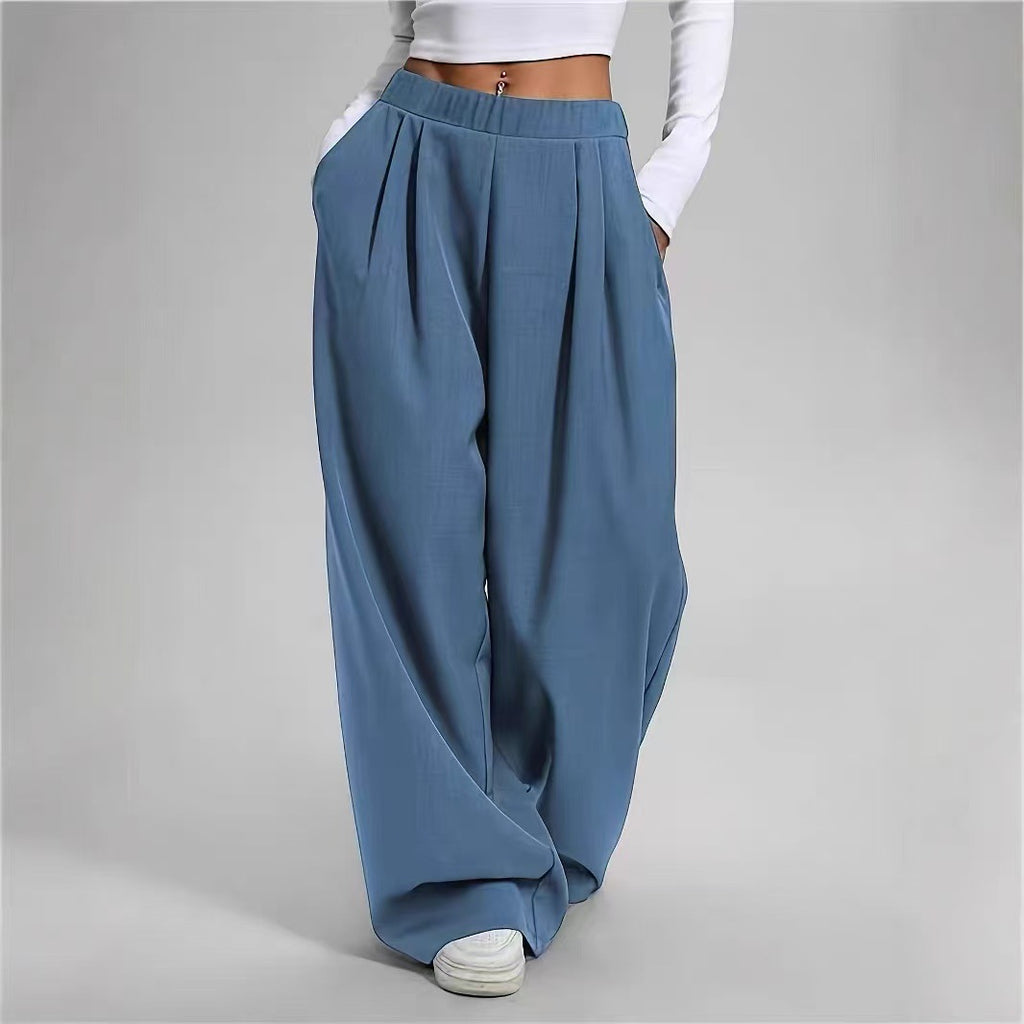 Sporty Casual Pocket High-waisted Women's Pants Loose And Slimming