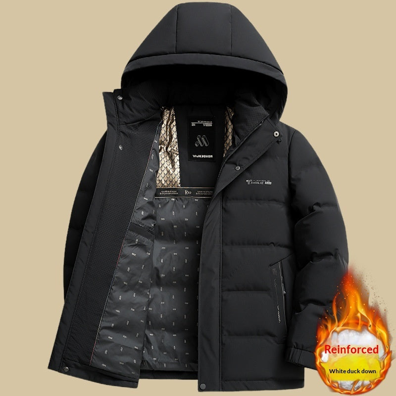 Middle-aged And Elderly Men's Winter Short Hooded Thick Warm Coat