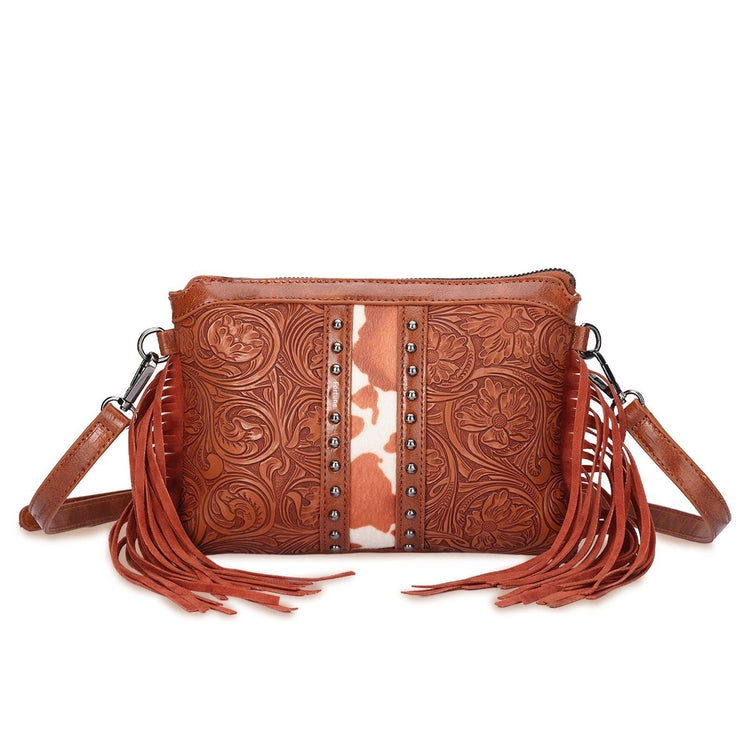 Bohemian-style Tassel Crossbody PU Leather Printed Women&