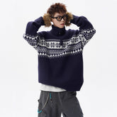 Loose-fitting Knitted Turtleneck Sweater With A Half-zip TRENDFLOW
