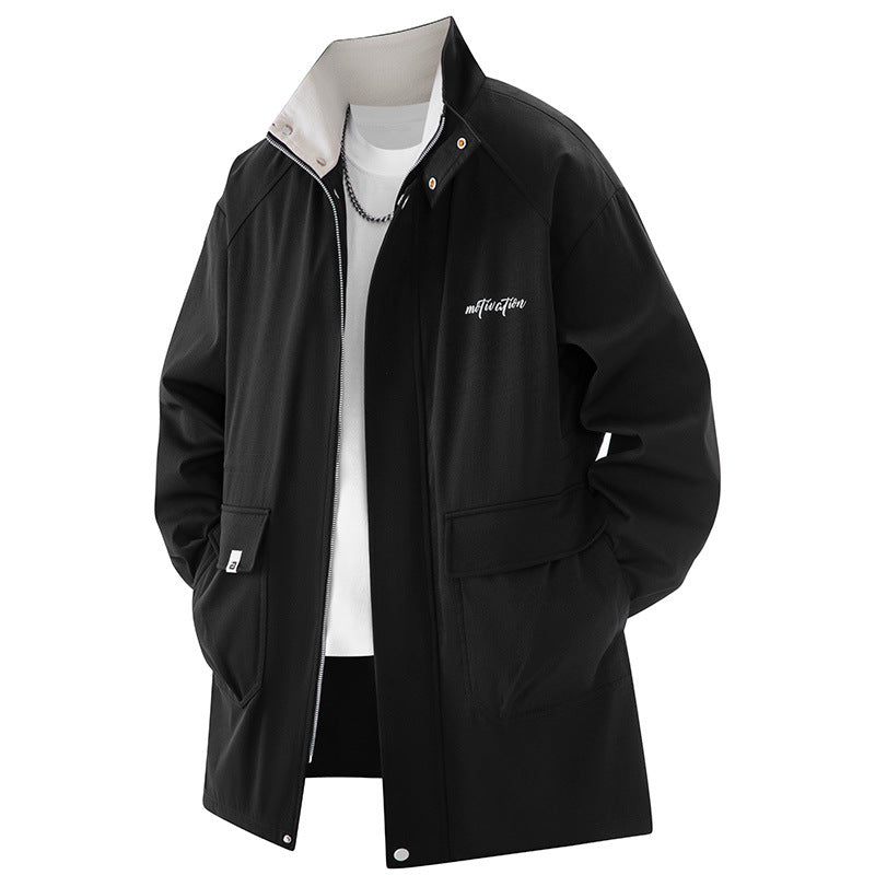 Men's Plus-Size Mid-Length Casual Trench Coat