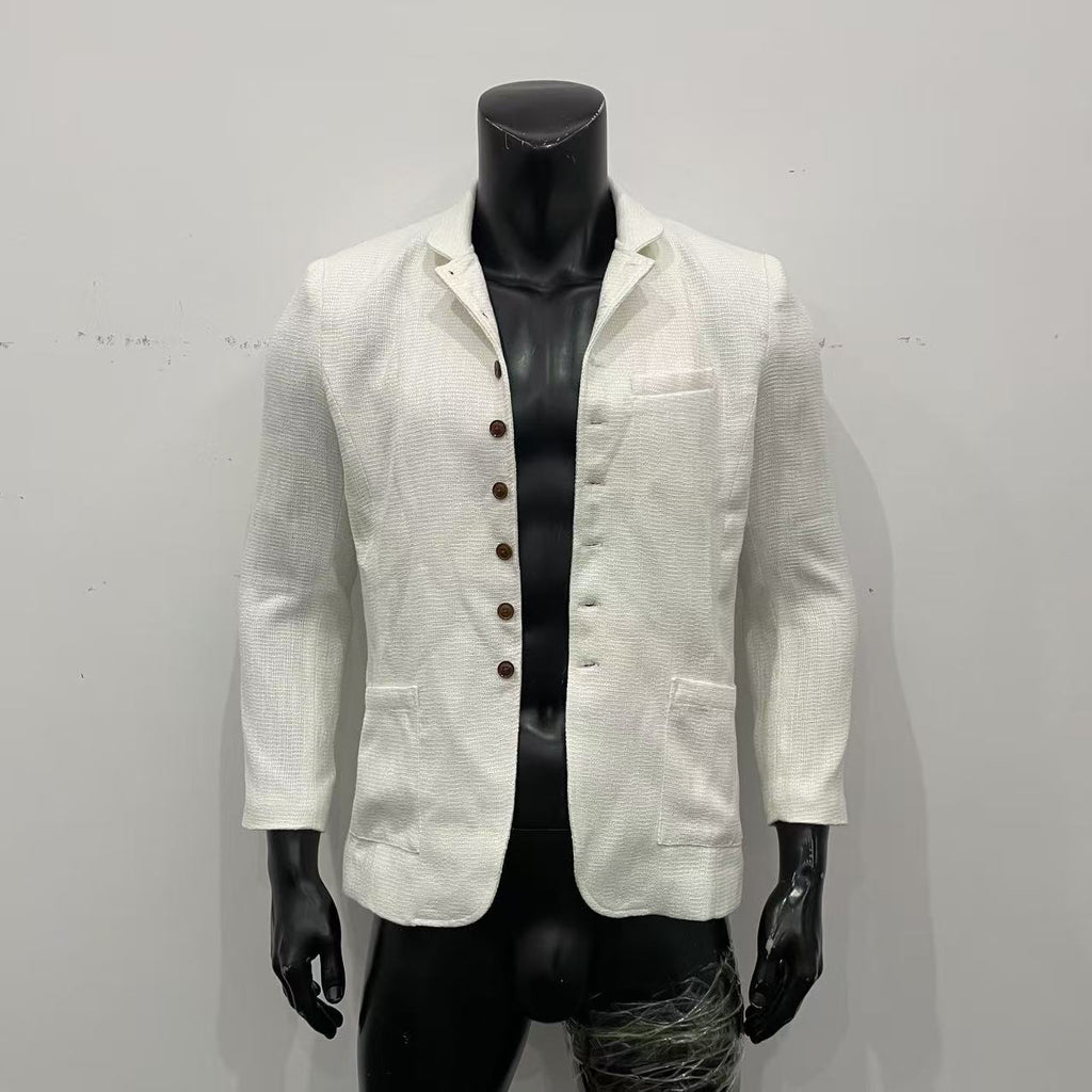 European And American-style Men's Jacket Slim-fit Buttoned Pocketed Long-sleeve Blazer