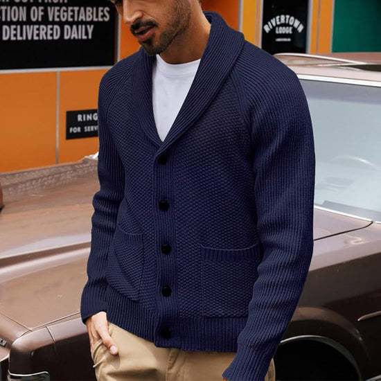 Casual Long-sleeve Sweater With A Turn-down Collar And Pockets TRENDFLOW