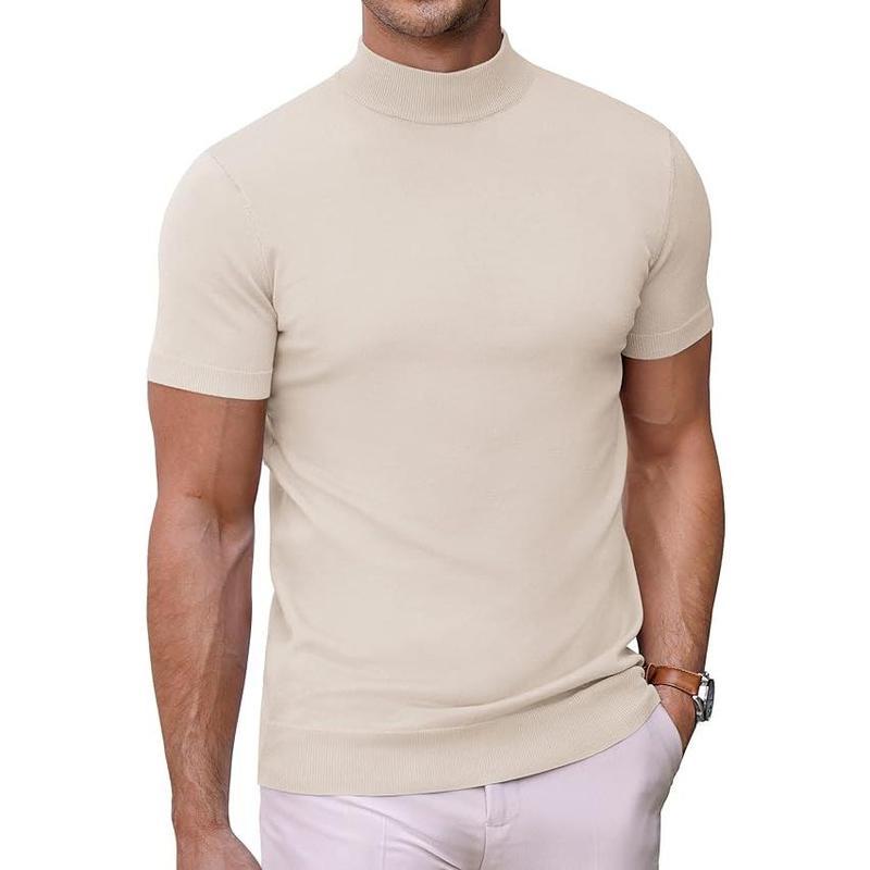 Men's Solid-color Turtleneck Short-sleeve Sweater