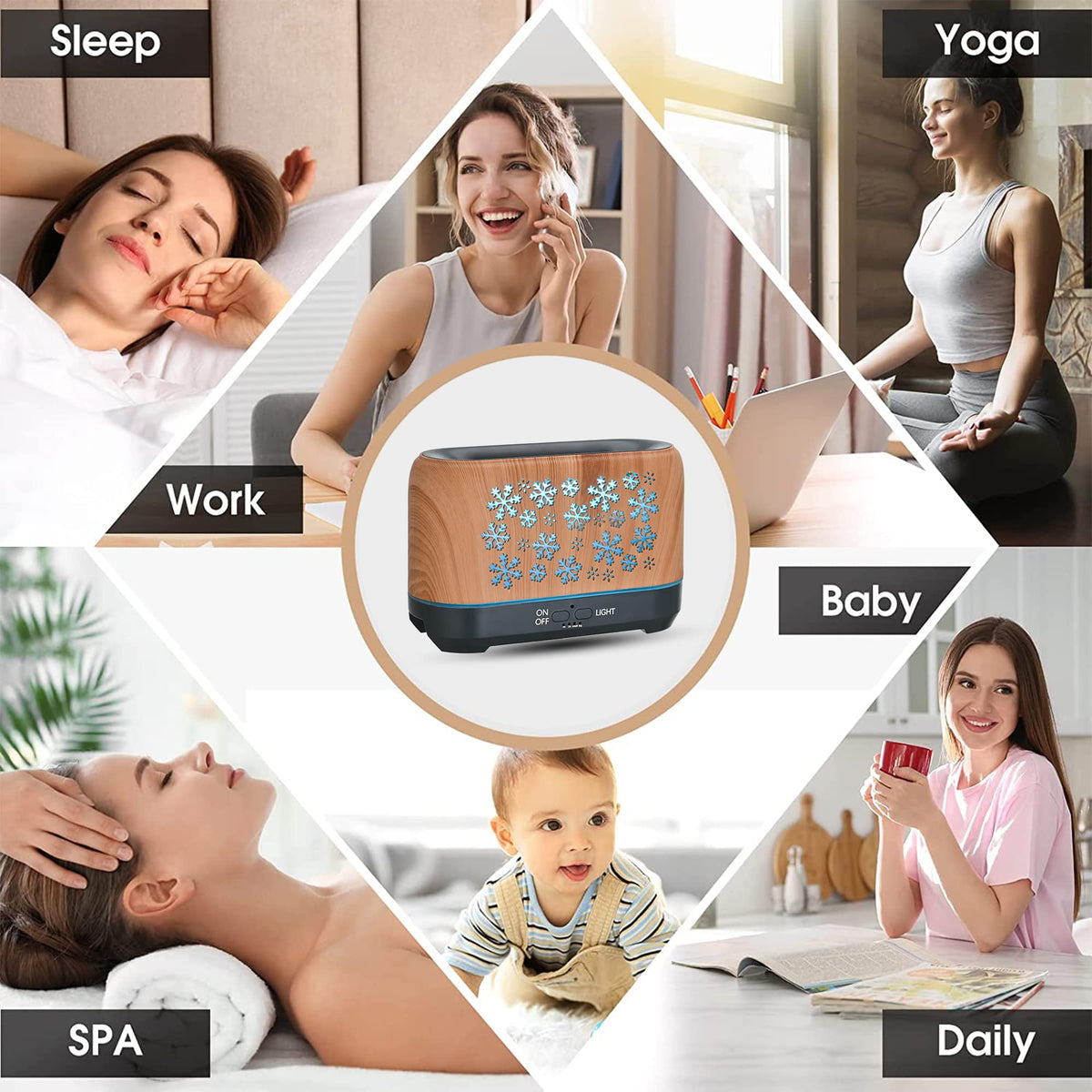 Christmas Snowflake Pattern Humidifier Household Colorful Aromatherapy Humidifier Atmosphere Colorful Diffuser TRENDFLOW