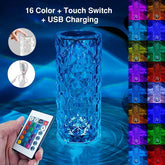 16 Colors LED Crystal Lamp Rose Light Touch Table Lamps Bedr TRENDFLOW