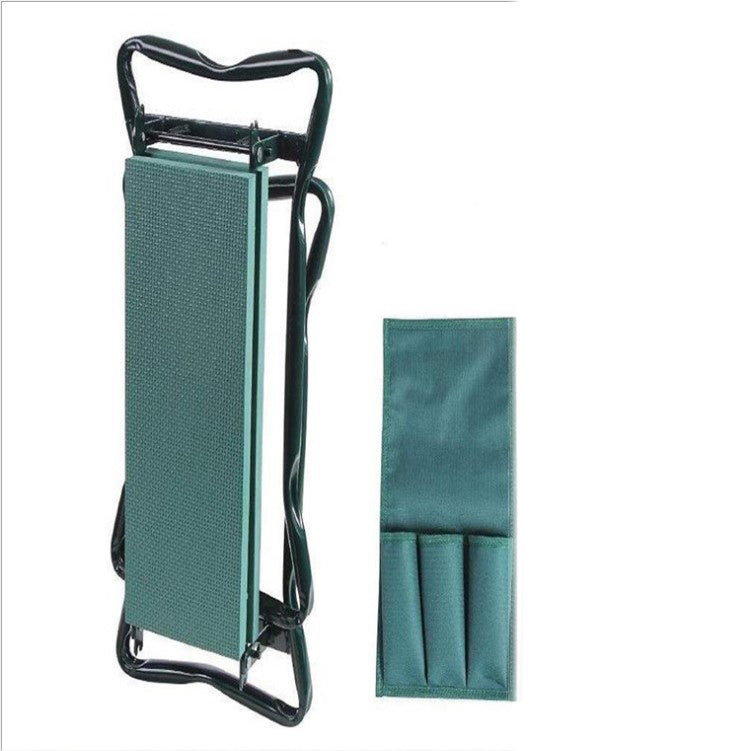 Foldable Outdoor Lawn Bench Chair With Tool Pouch Garden Rest TRENDFLOW