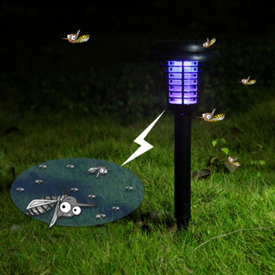 Solar Led Rechargeable Anti-Mosquito Lamp Electronic Fly Bug Zapper Insect Pest  Uv Trap Outdoor Garden Lawn Lamp TRENDFLOW