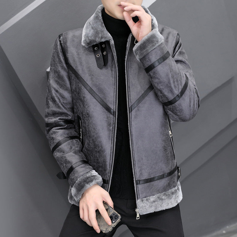 Fashion Casual Simple Thick Fur Collar Men's Clothing