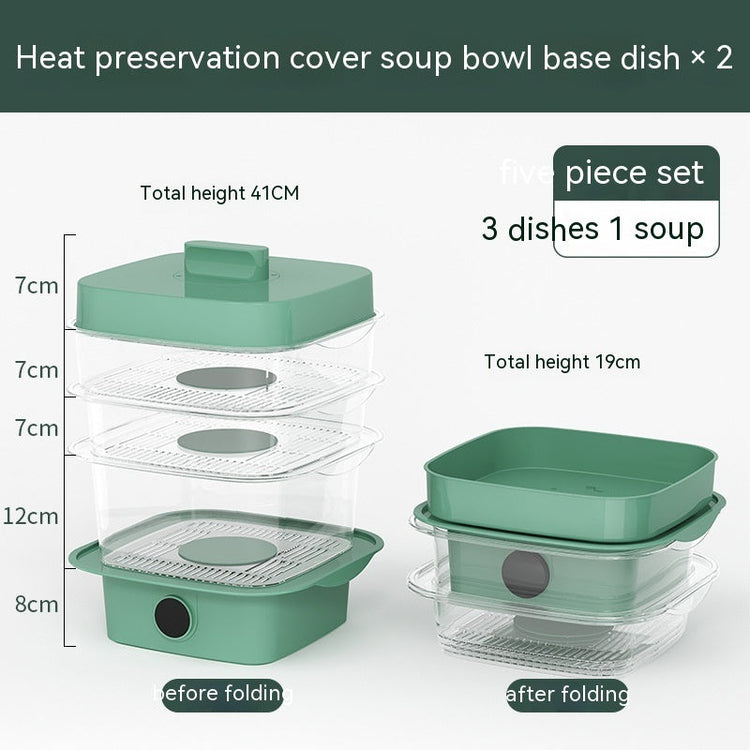 Multi-layer Dish Cover Heat Preservation Kitchen Cover Dining Table Leftover Storage Box Transparent Stack Cooking Hood Steamer TRENDFLOW