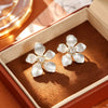 Korean-style Fresh And Sweet Diamond-studded Zircon Heart Flower Pearl Earrings, Fashionable Stud Earrings, Trendy And Elegant Women's Earrings