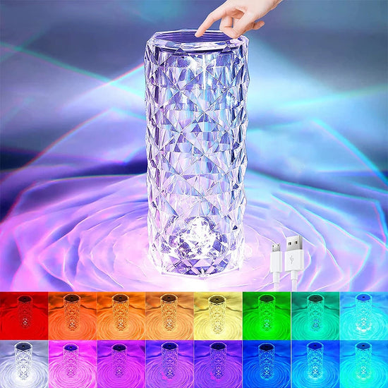 16 Colors LED Crystal Lamp Rose Light Touch Table Lamps Bedr TRENDFLOW